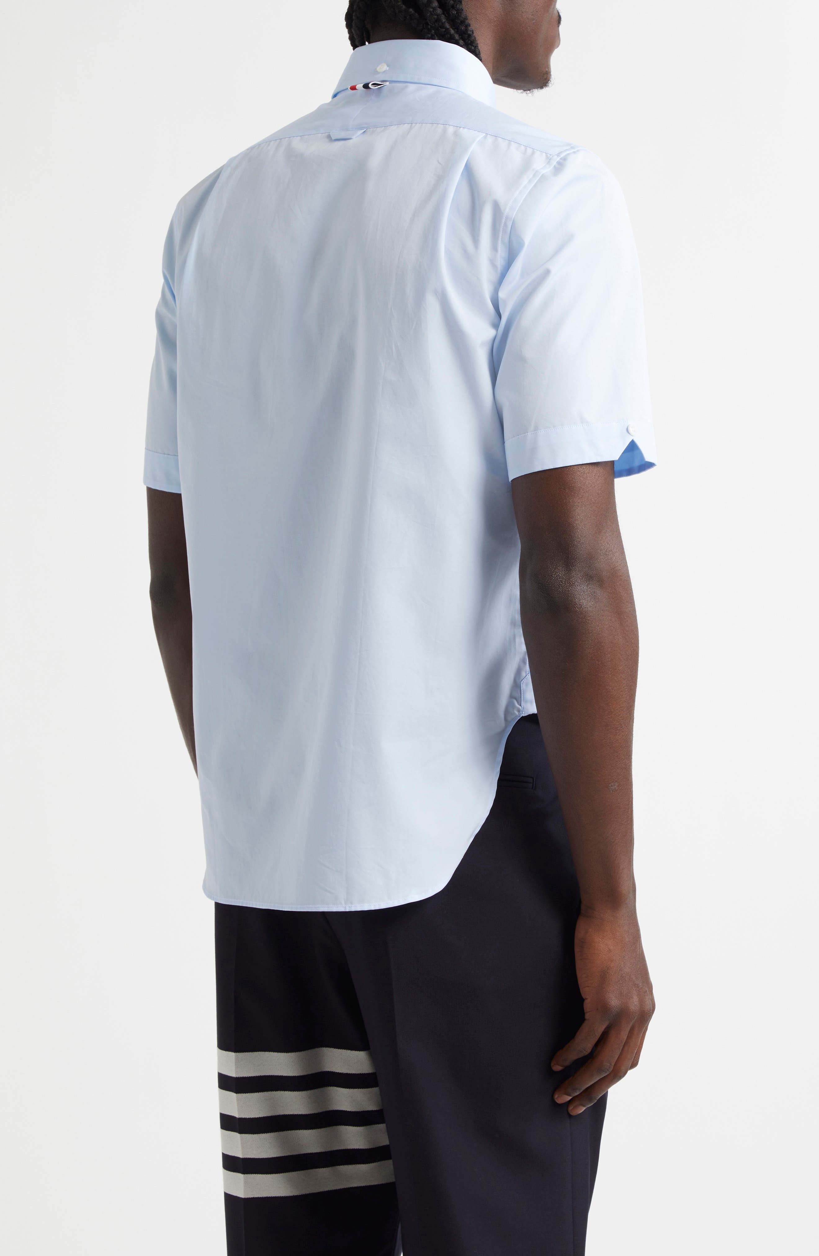 Thom Browne Straight Fit Cotton Poplin Button-Up Shirt in Light Blue at Nordstrom - 2