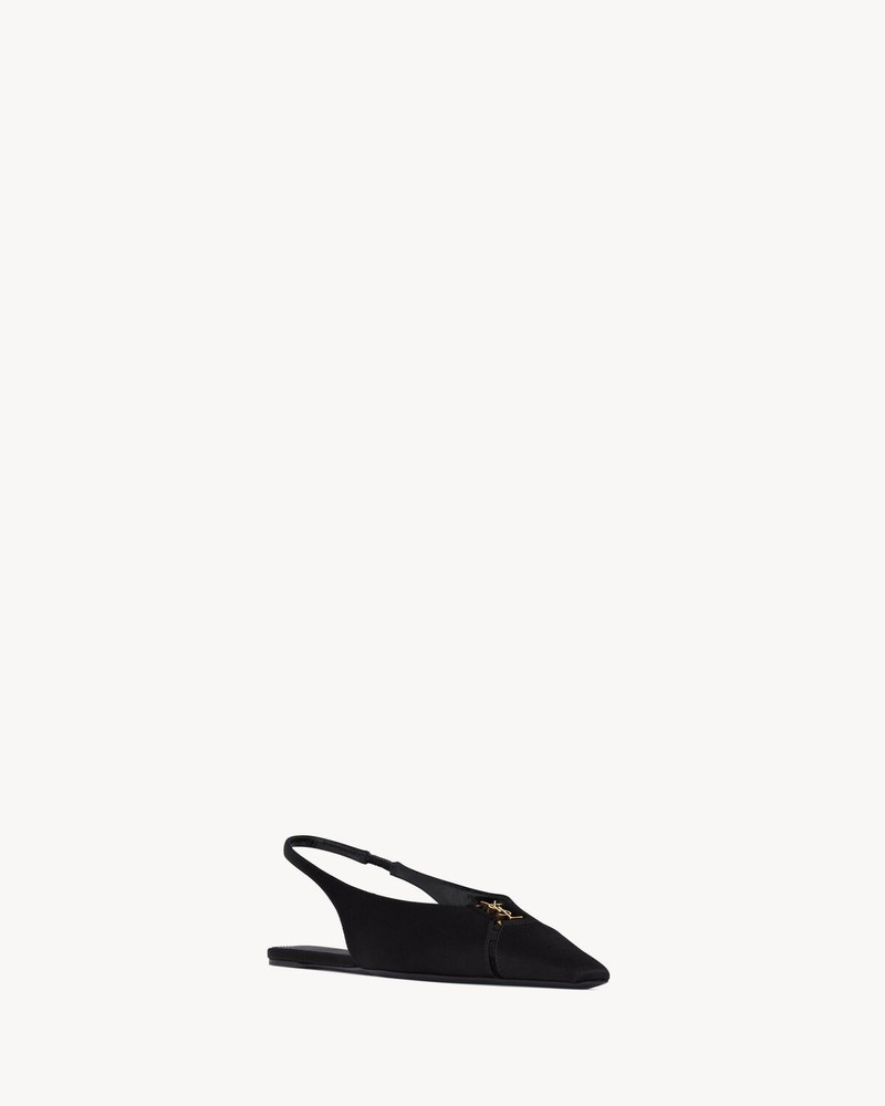 SAINT LAURENT BABYLONE SLINGBACK FLATS IN SATIN CREPE outlook