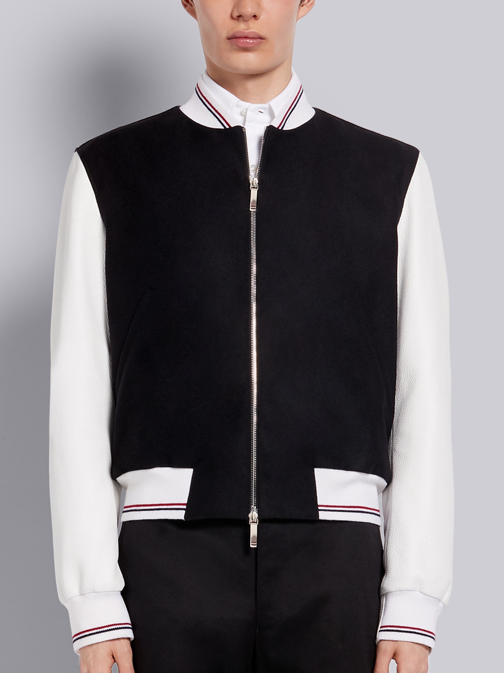 Black Wool Pig Icon Blouson Jacket - 1