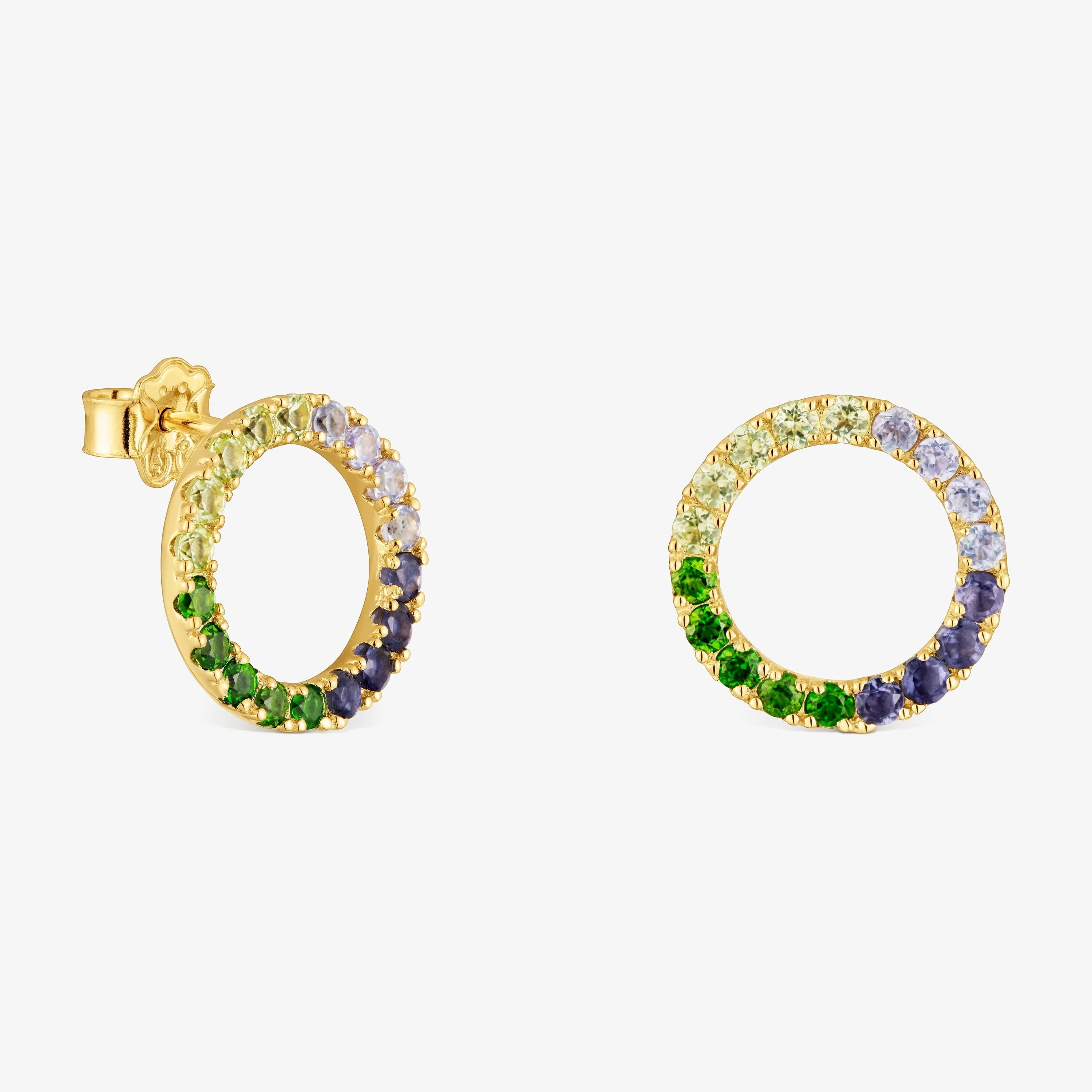 18K gold vermeil Circle earrings with gemstones TOUS Straight - 1