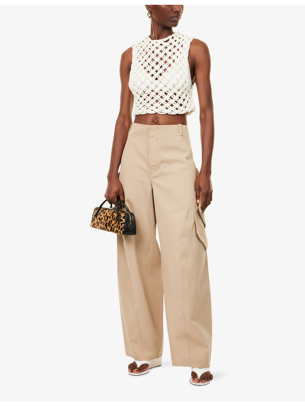 Cargo Barrel-Leg Cotton Trousers - 2