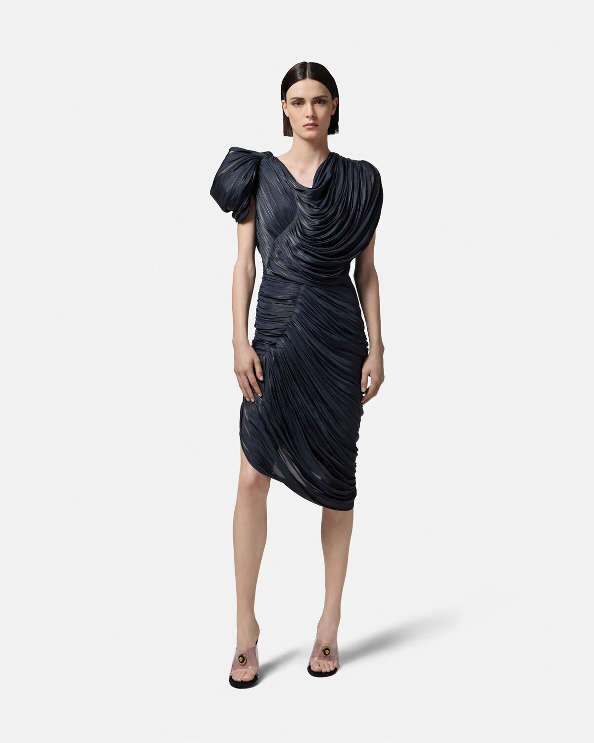 Draped Pleated Midi Dress - 3