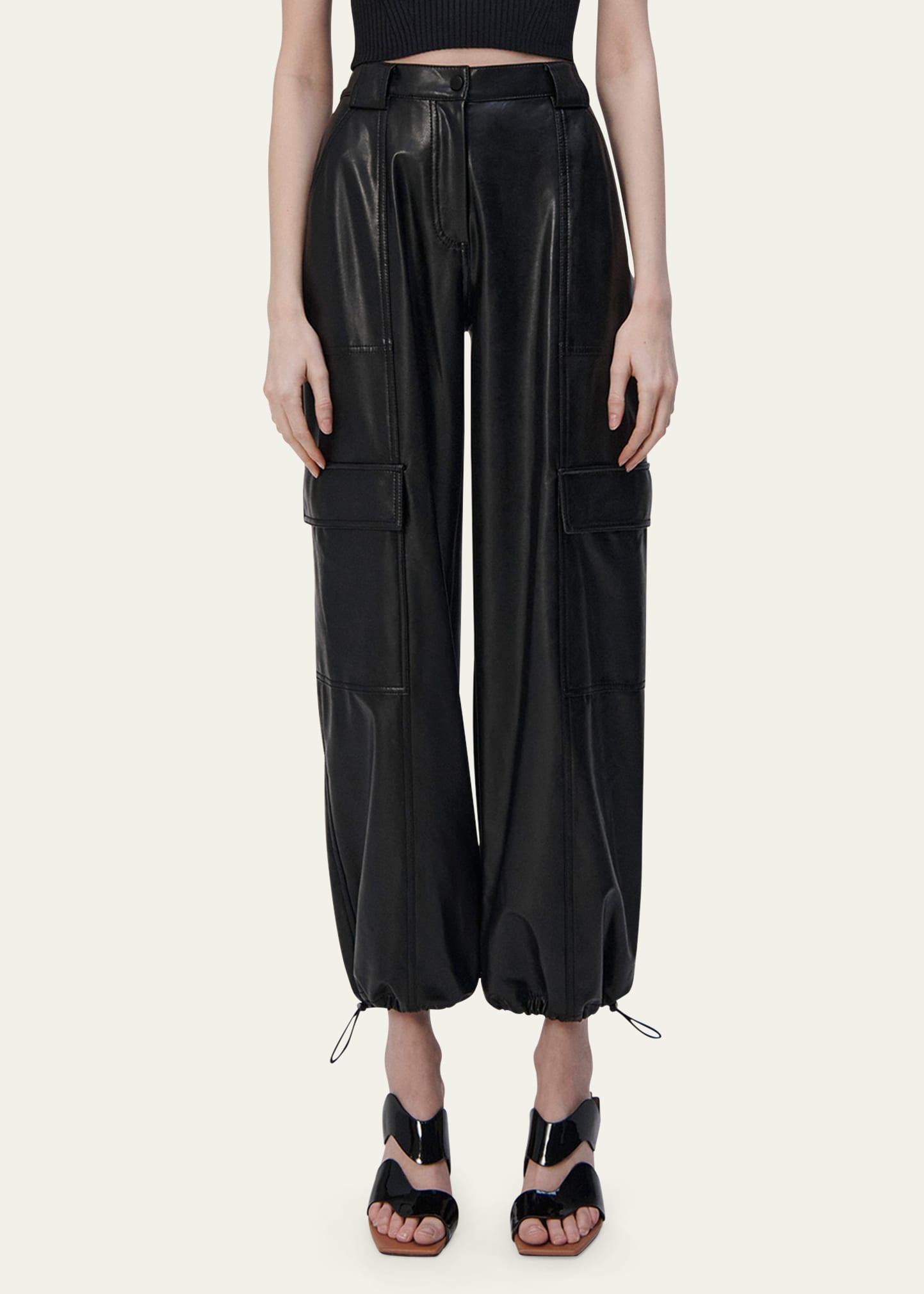 Luxe Vegan Leather Cargo Pants - 3