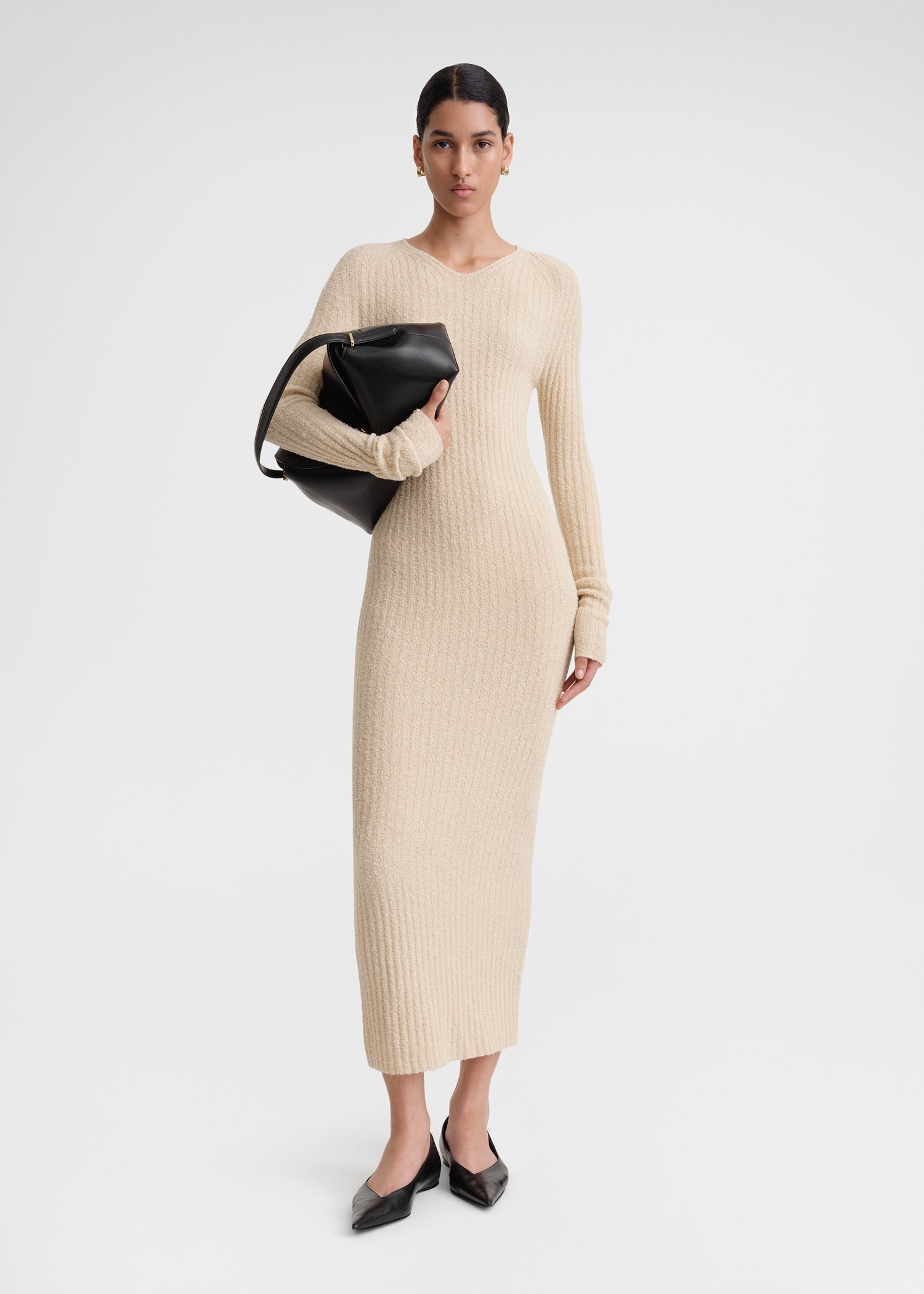 Ribbed merino blend dress cashew - 2