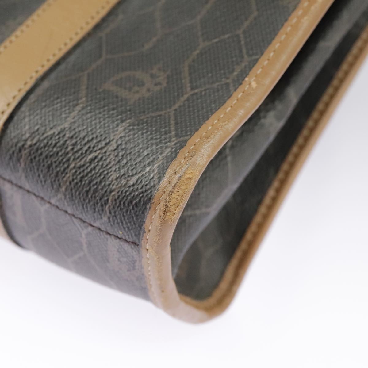 DIOR Honeycomb Canvas Hand Bag Black Beige - 15
