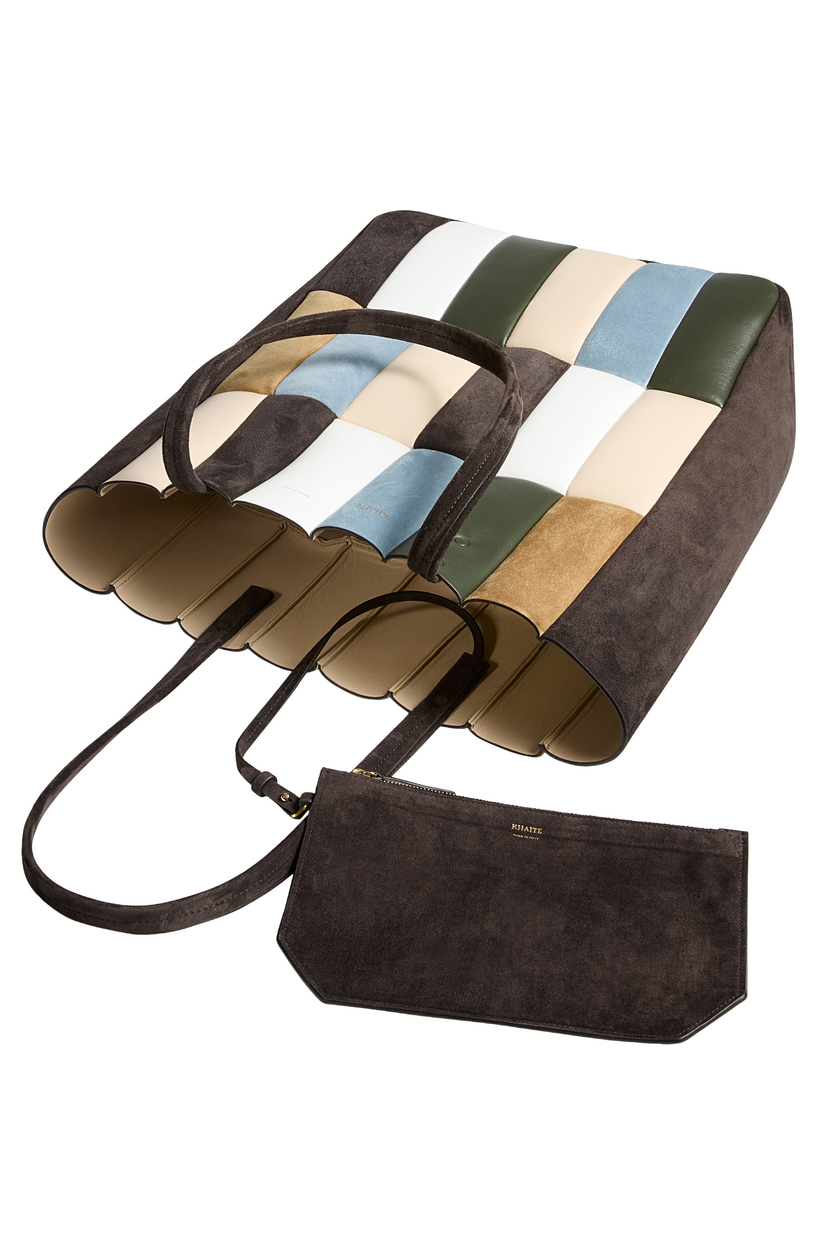 Khaite Zoe Patchwork Panel Suede & Leather Tote in Dark Brown Multi at Nordstrom - 2