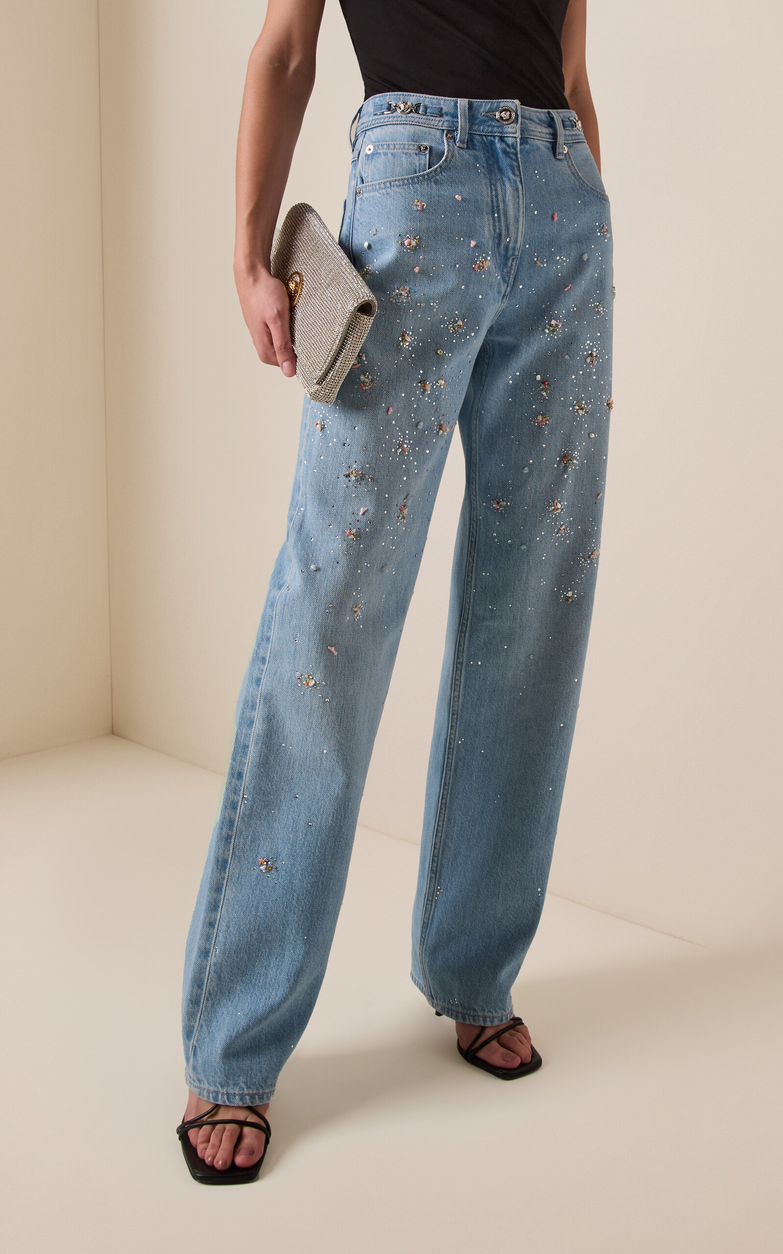 Embellished Rigid High-Rise Straight-Leg Jeans blue - 3