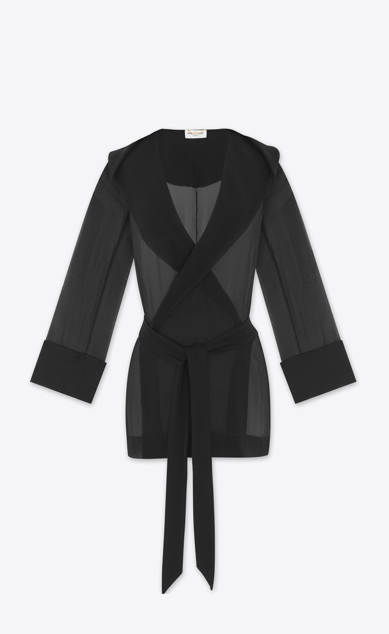 hooded jacket in crepe muslin - 1