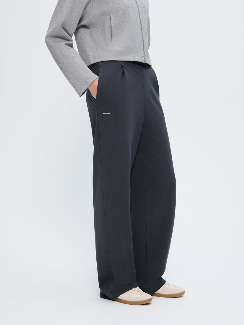 Womens Double Jersey Pleated Trousers - Smoked Black 4