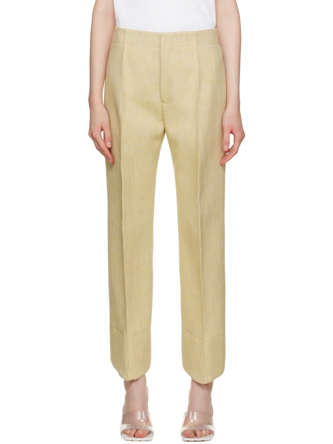 Beige Curved Trousers - 1