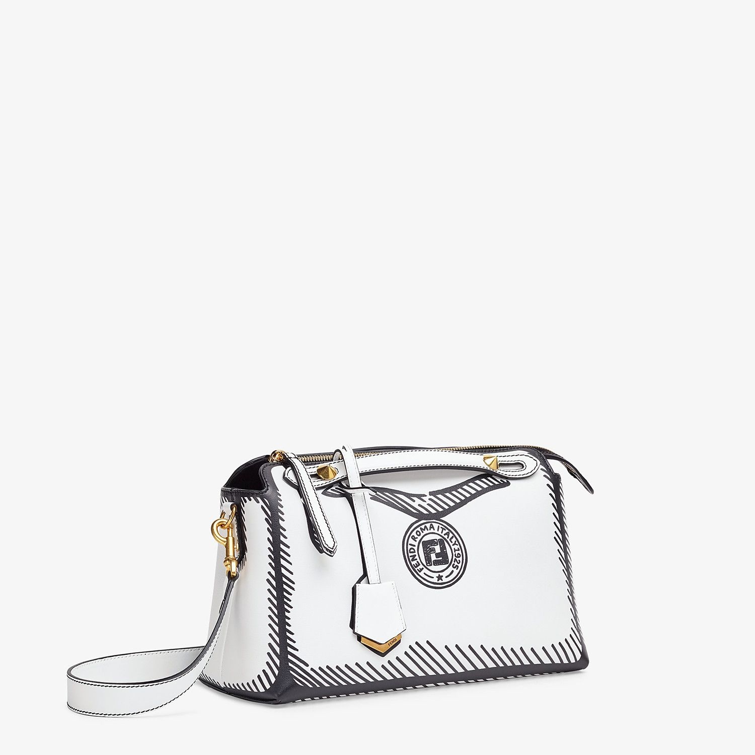 White leather printed Boston bag - 3