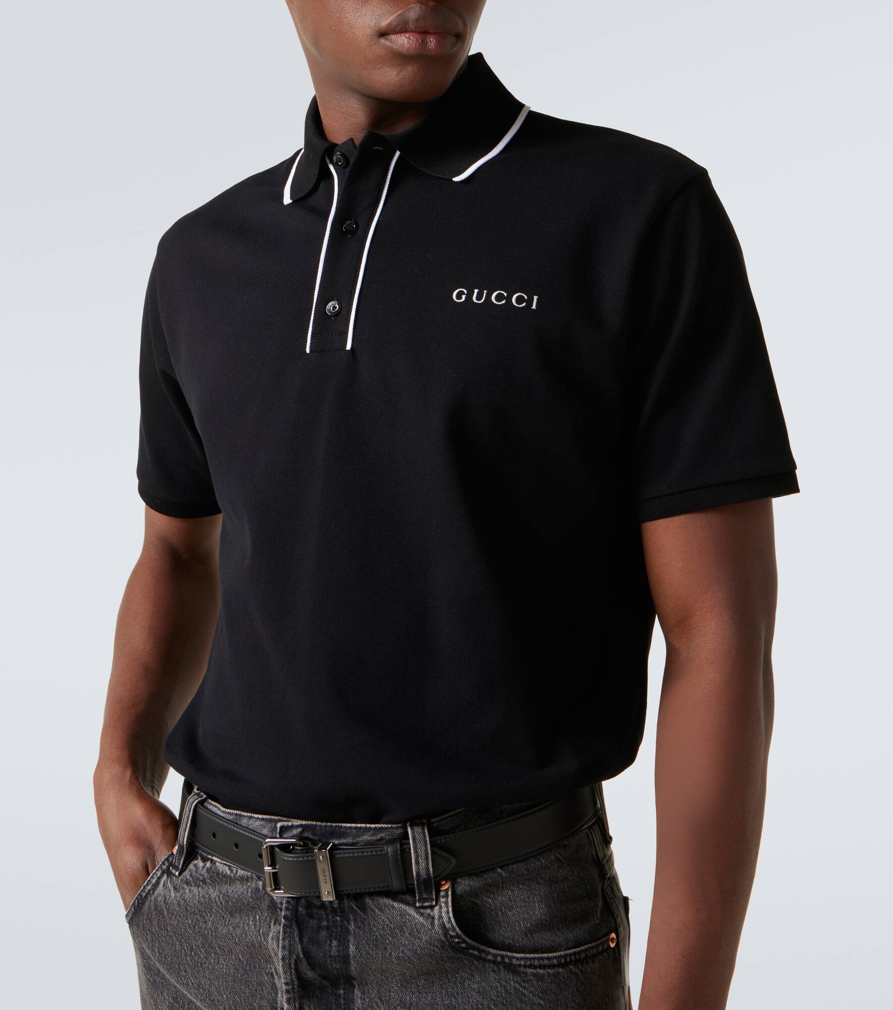 Logo cotton-blend piqué polo shirt - 5