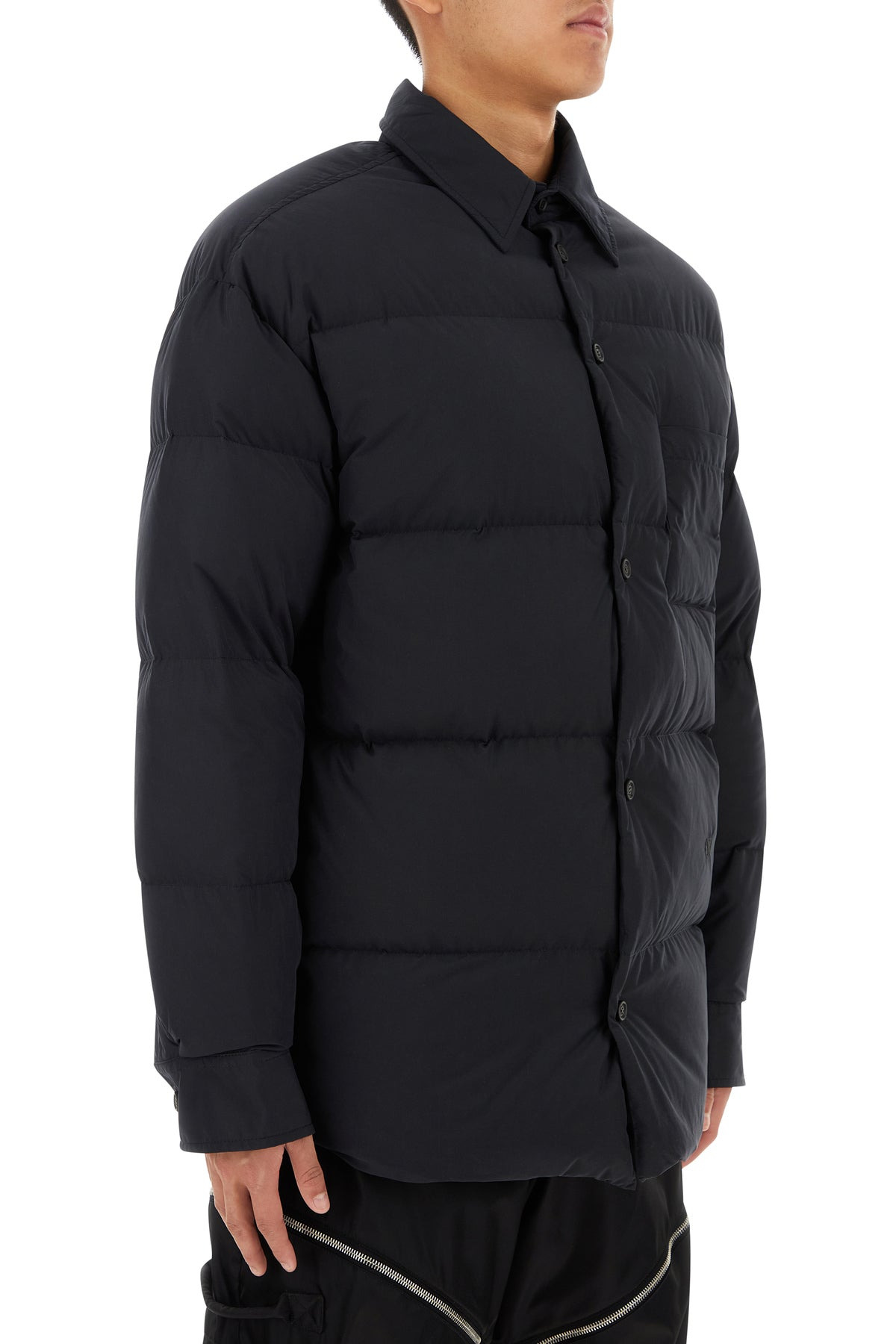 Black polyester down jacket - 3
