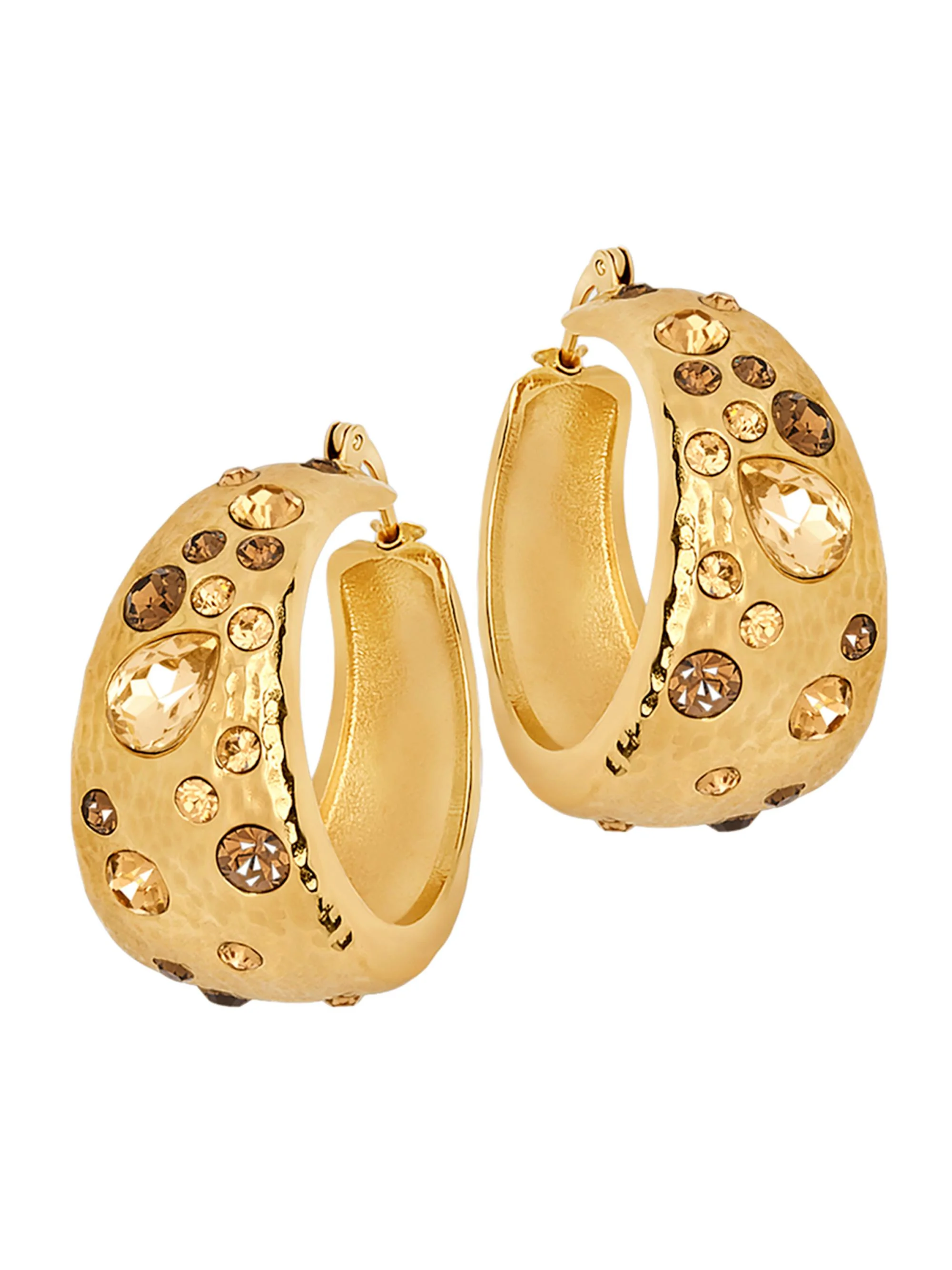 Women's 24K-Gold-Plated & Glass Crystal Hoop Earrings - Topaz - 1