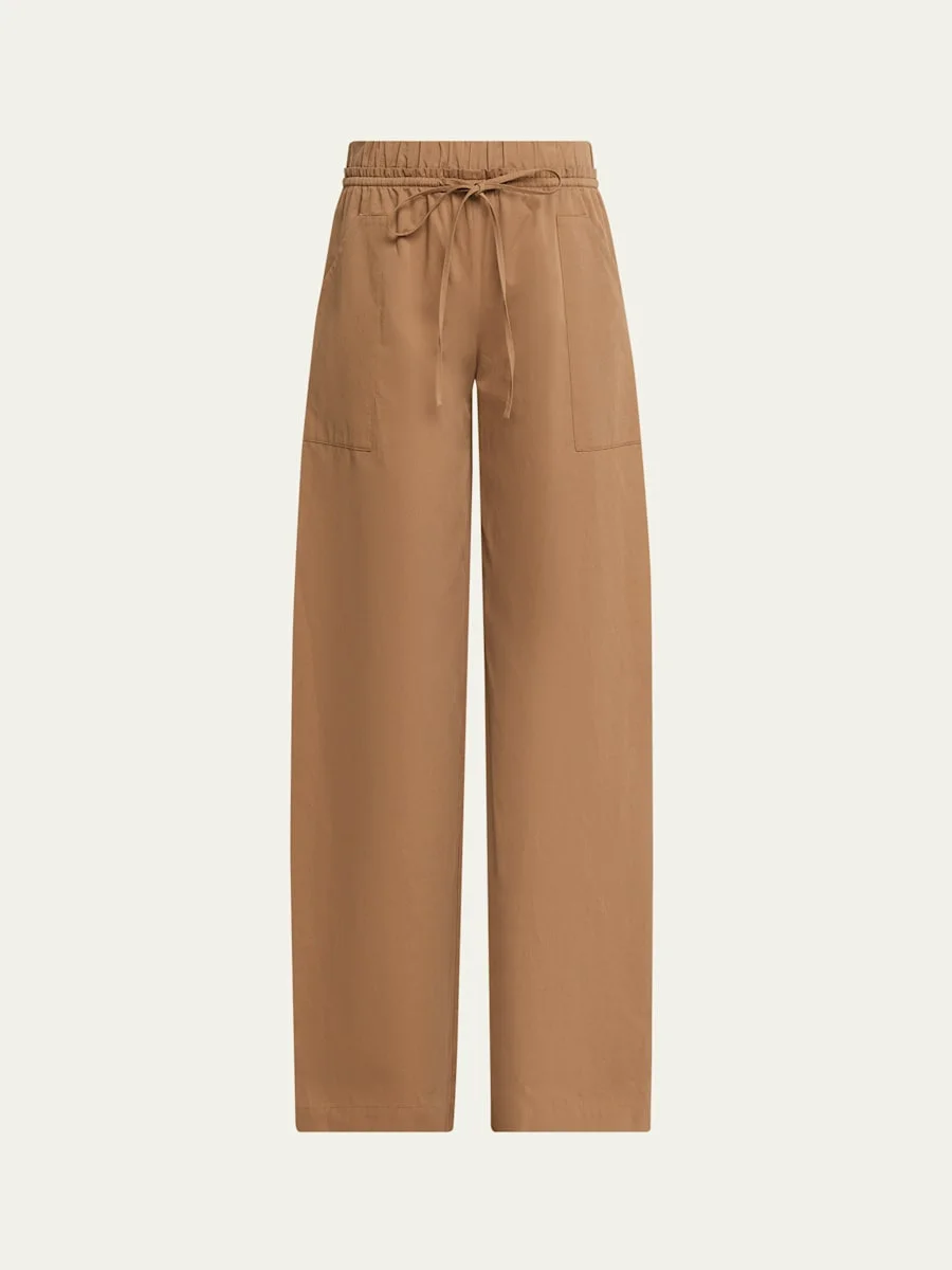 Mid-Rise Cotton Drawstring Pants - 1