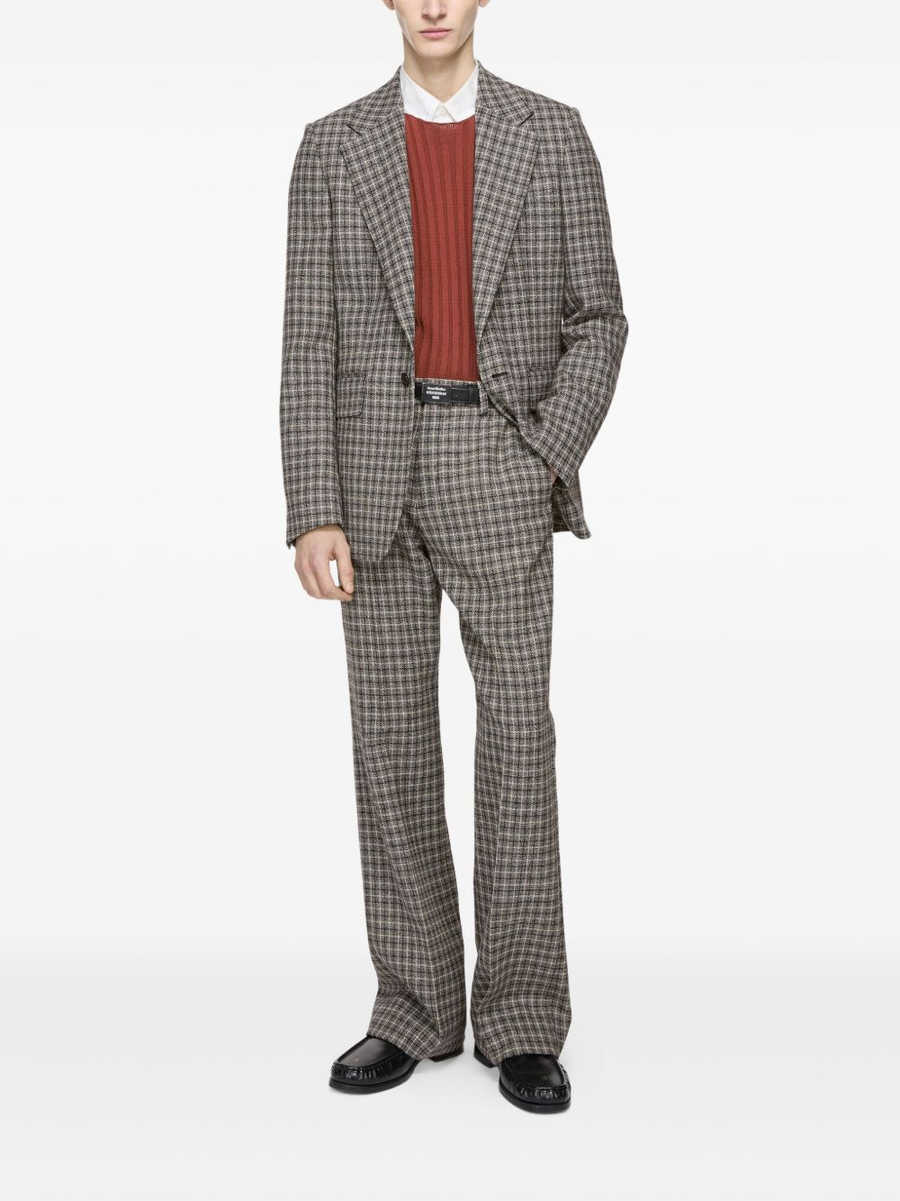 checked wool blazer - 2