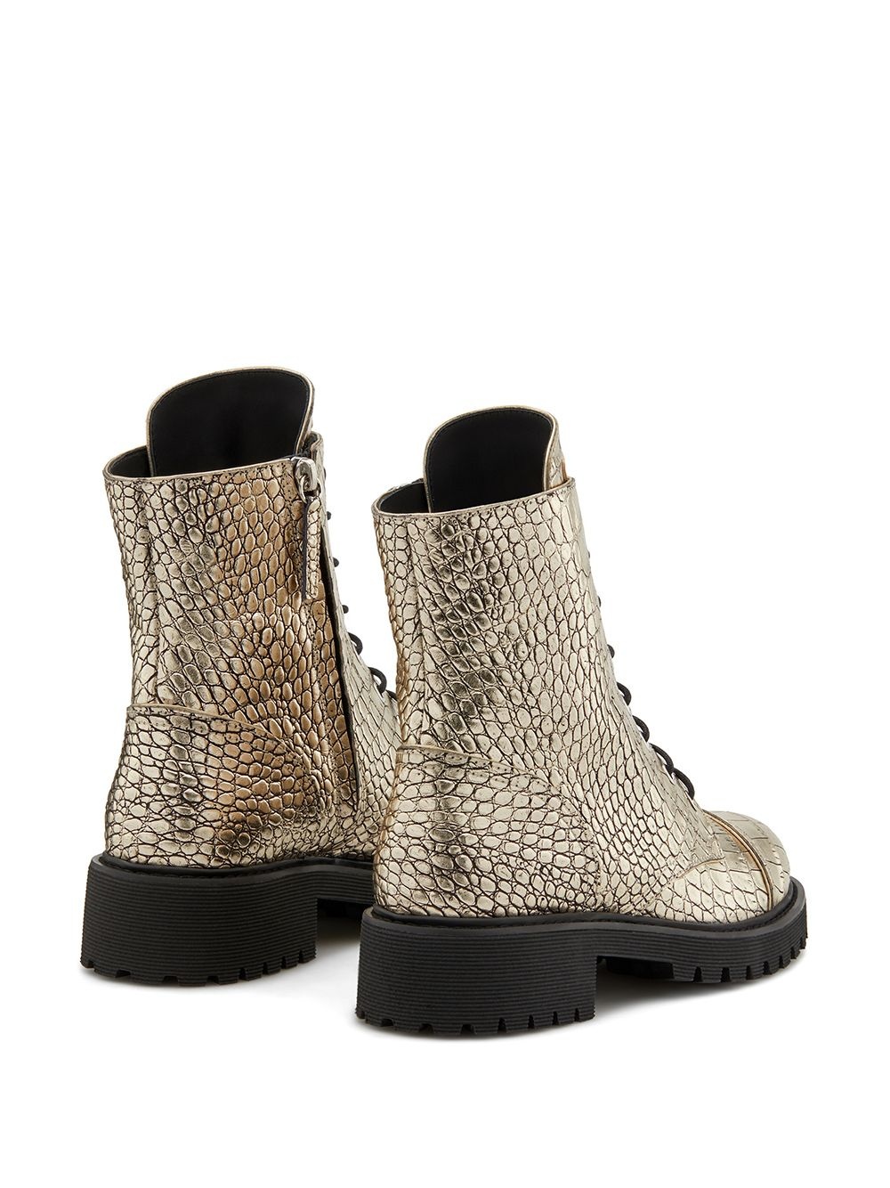 Thora crocodile-effect combat boots - 3