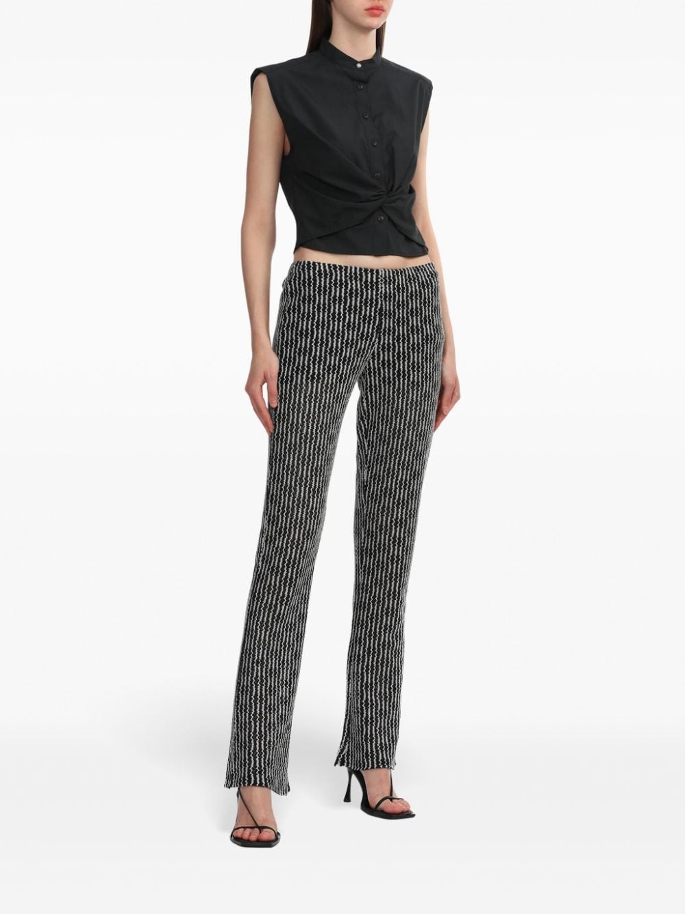 zigzag pattern slim-legged trousers - 2