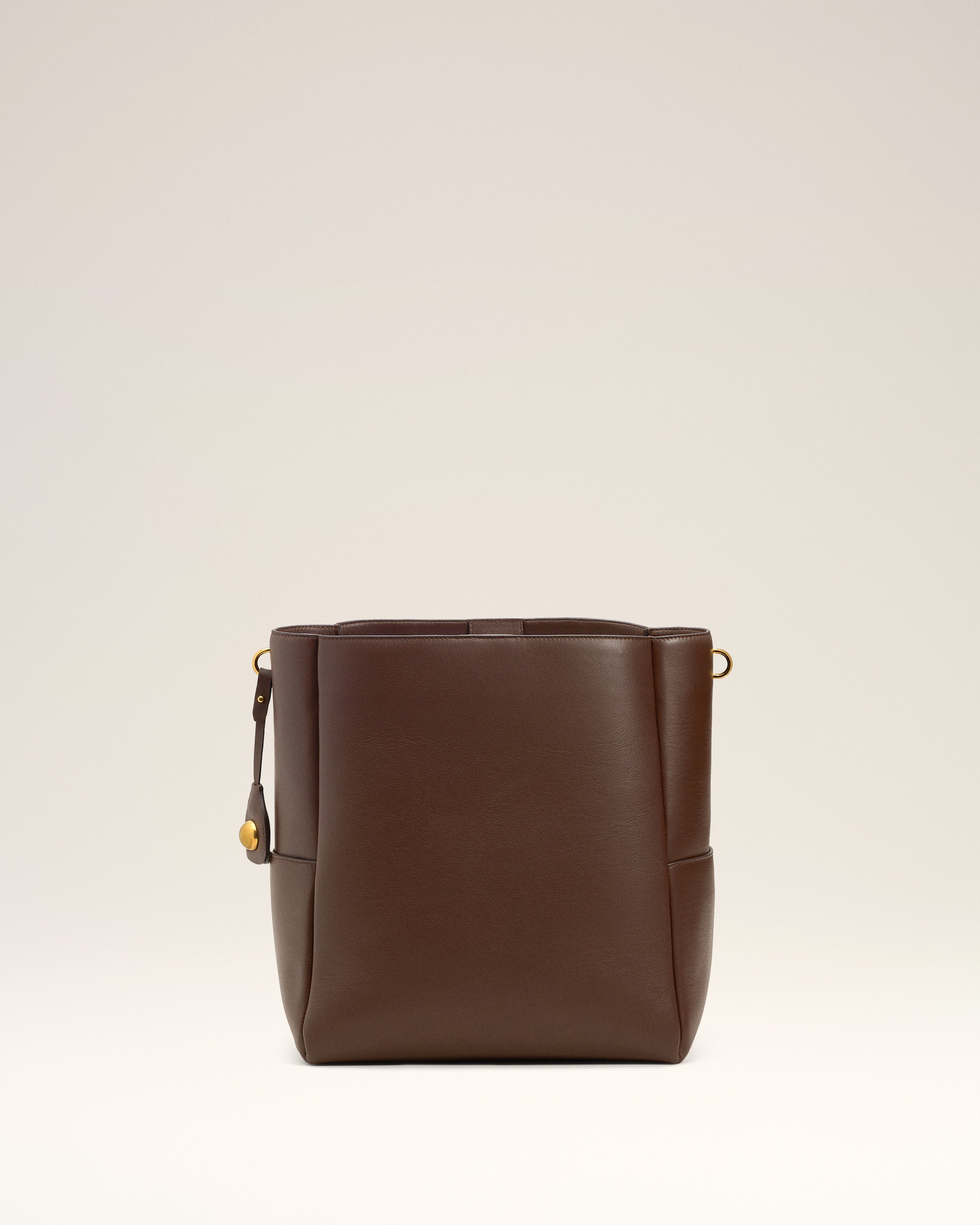 BROWN SMOOTH LEATHER CARROUSEL BUCKET BAG - 3