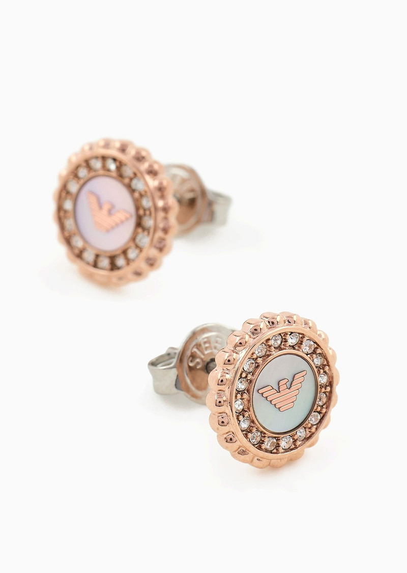 EMPORIO ARMANI Rose Gold-Tone Stainless Steel Stud Earrings outlook