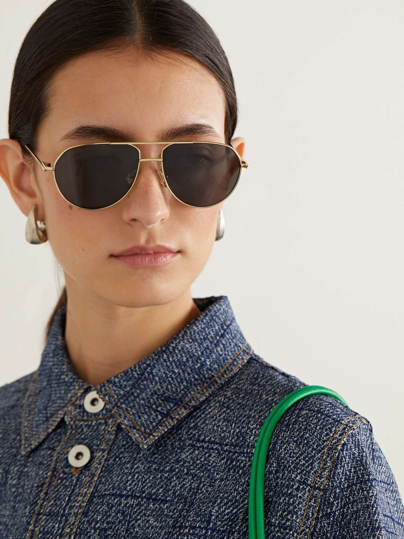 Aviator-style gold-tone sunglasses - 2