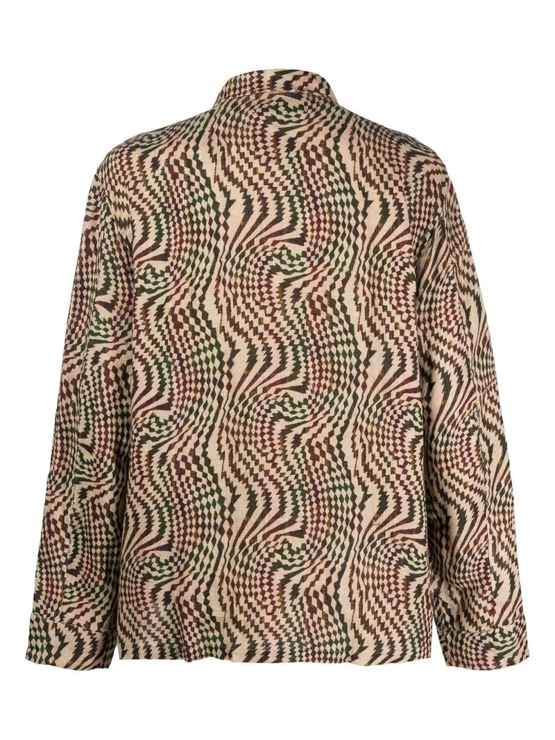 Our Legacy Tartan Hypnosis-print linen shirt outlook