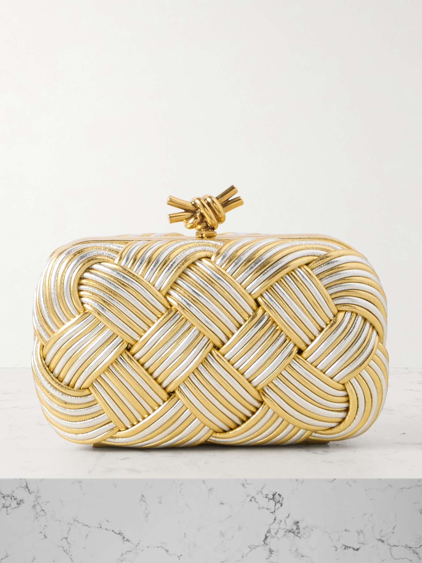 Bottega Veneta Knot two-tone intrecciato metallic leather