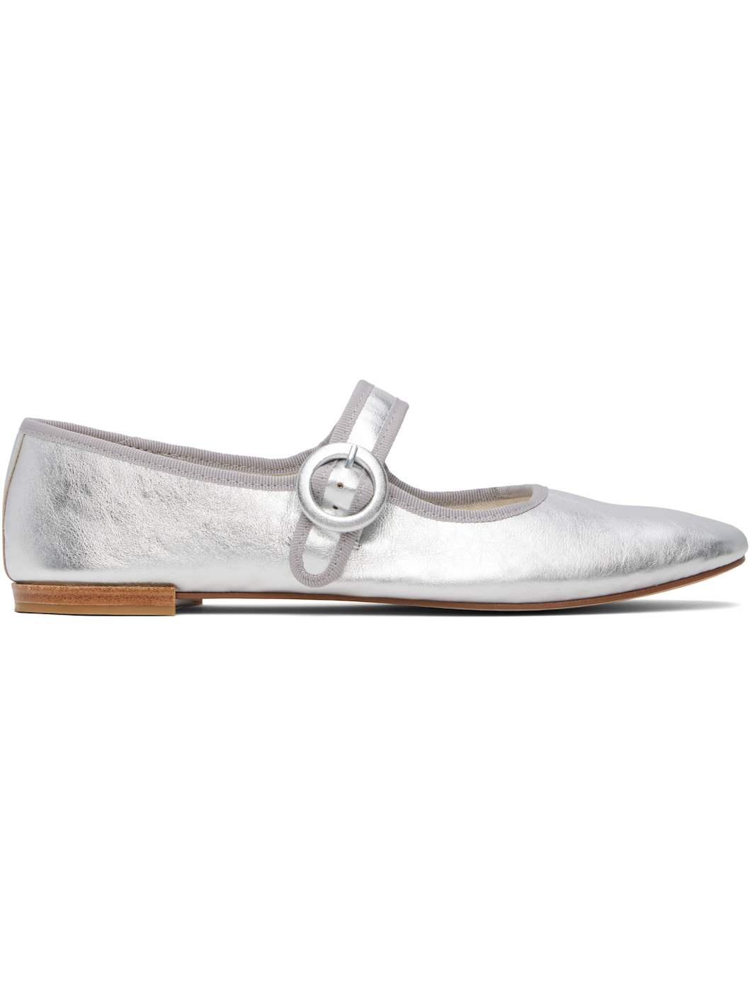 Silver Georgia Mary Jane Ballerina Flats - 1