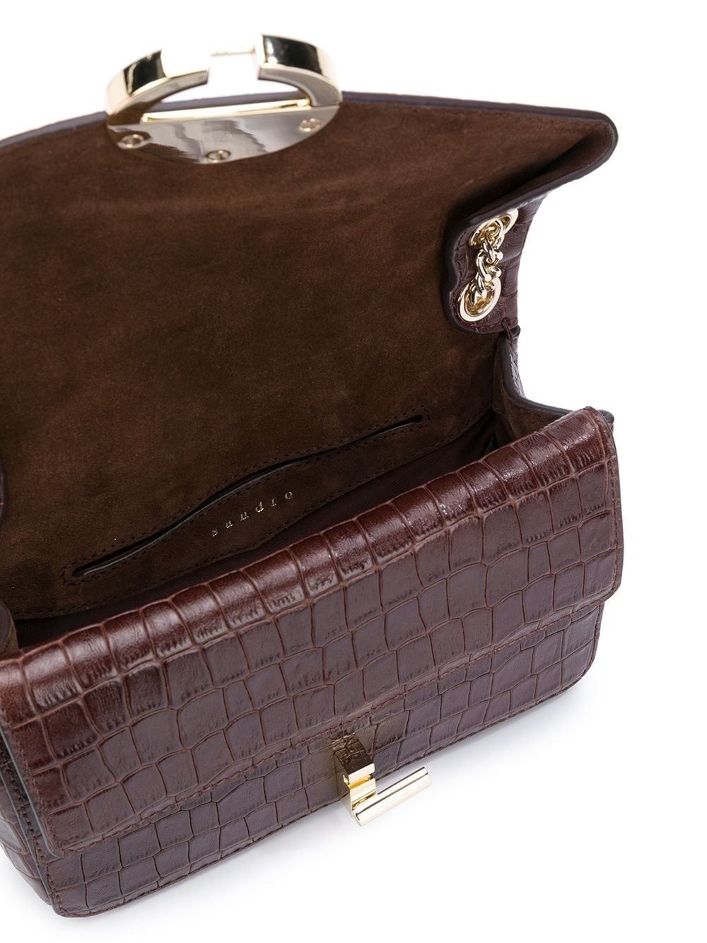 croc-embossed leather shoulder bag - 5