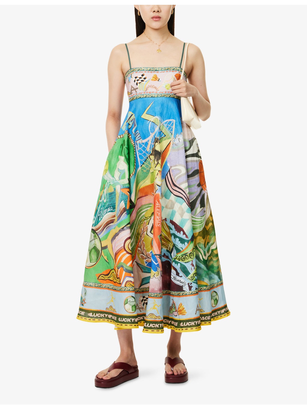 Lucky Pace Graphic-Print Linen Midi Dress - 2