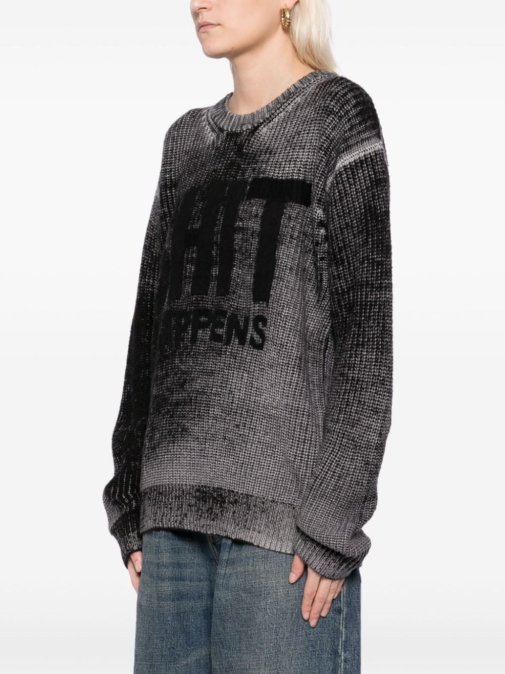 reverse-printed wool jumper - 3