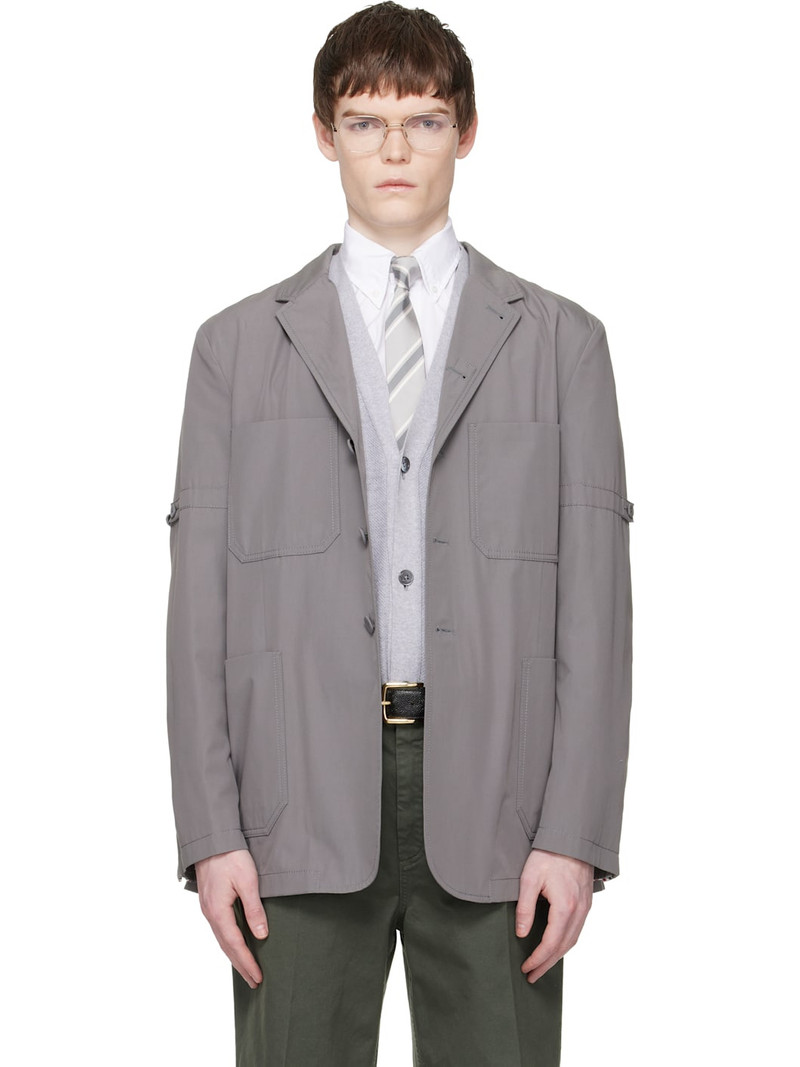 Gray Cotton Suiting Armband Unconstructed Blazer 1