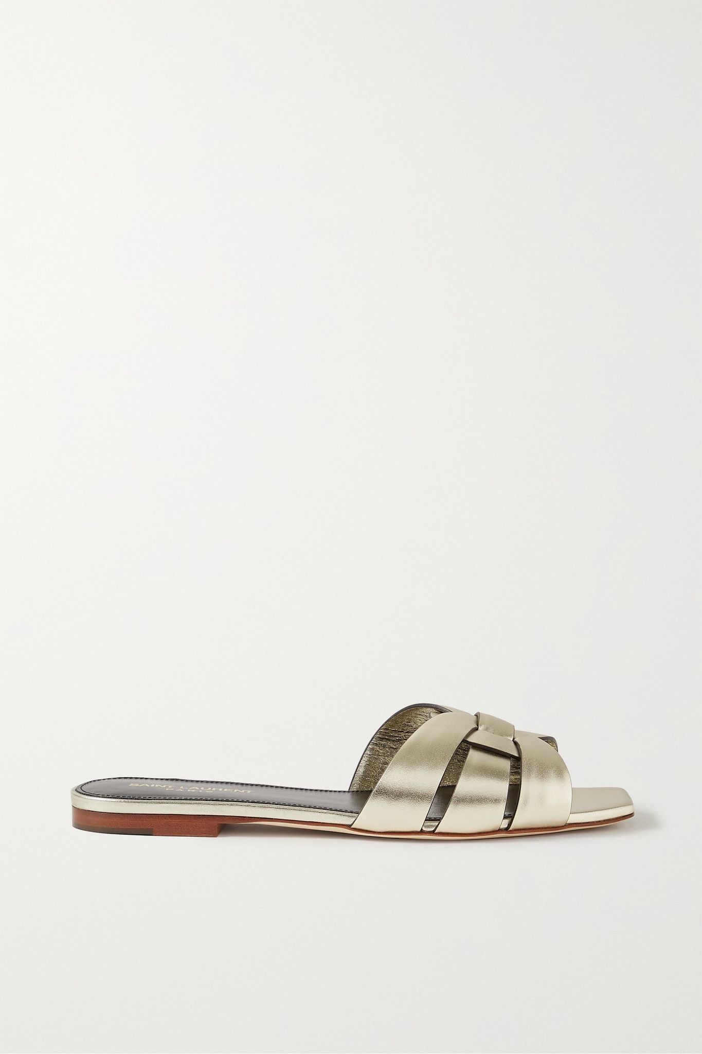 Nu Pieds woven metallic leather slides - 1