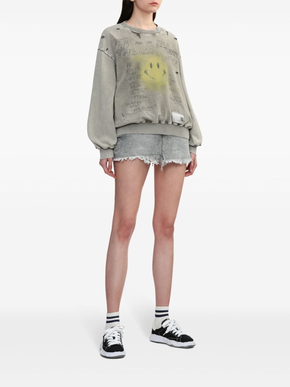 high-rise denim mini skort - 2