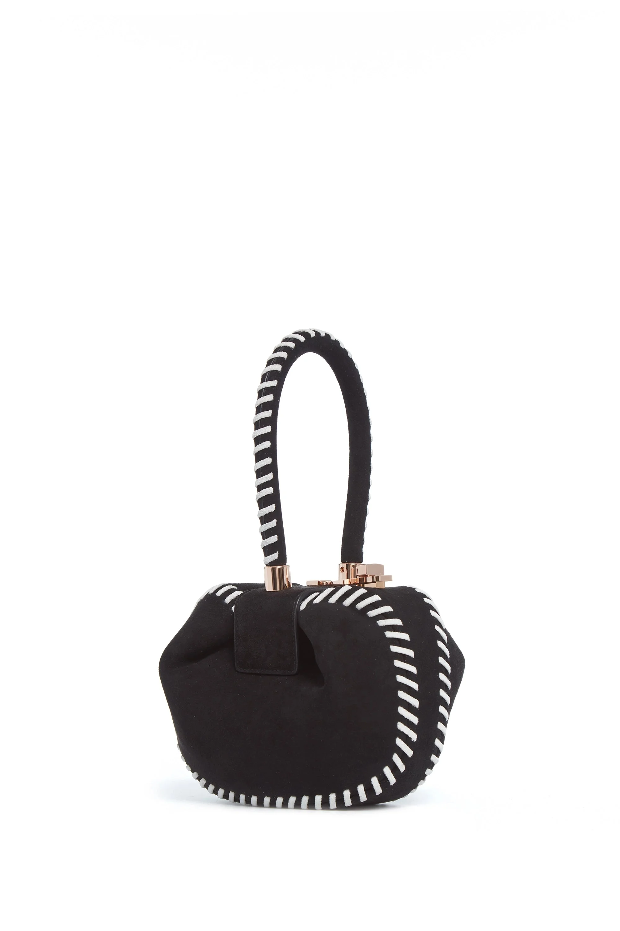 Whipstitch Demi Bag in Black Suede - 1