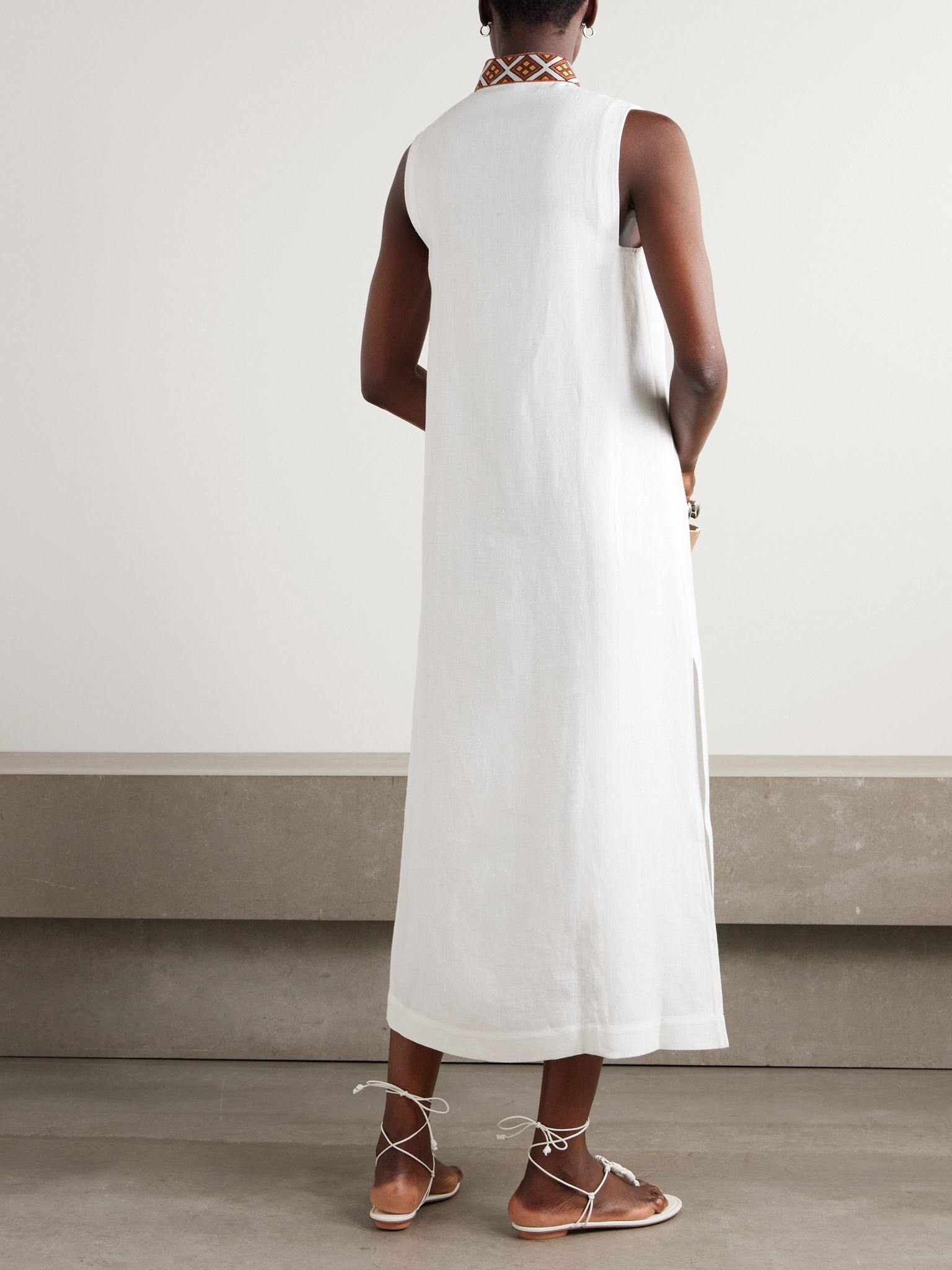 Abril embroidered linen midi dress White - 3