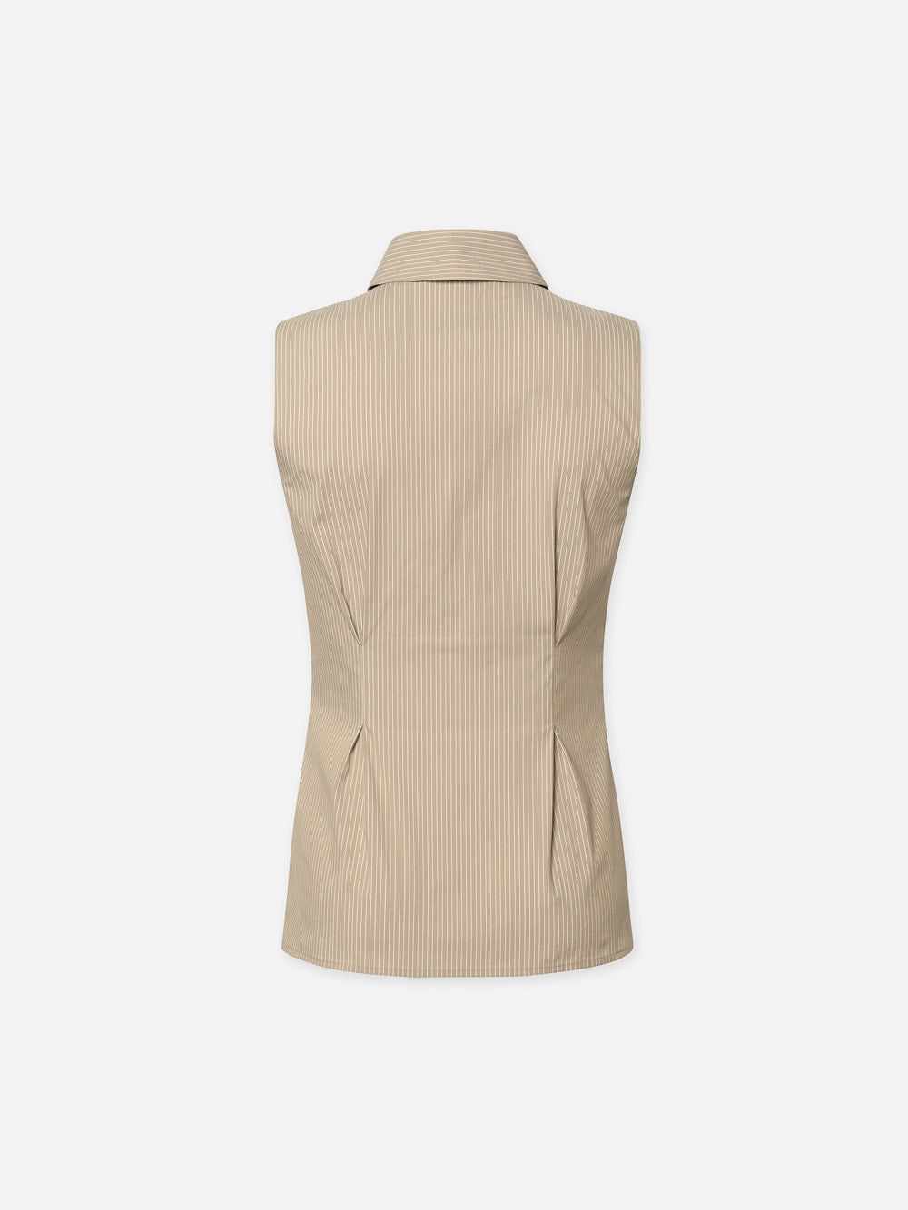 Pleated Sleeveless Shirt in Khaki Multi - 3