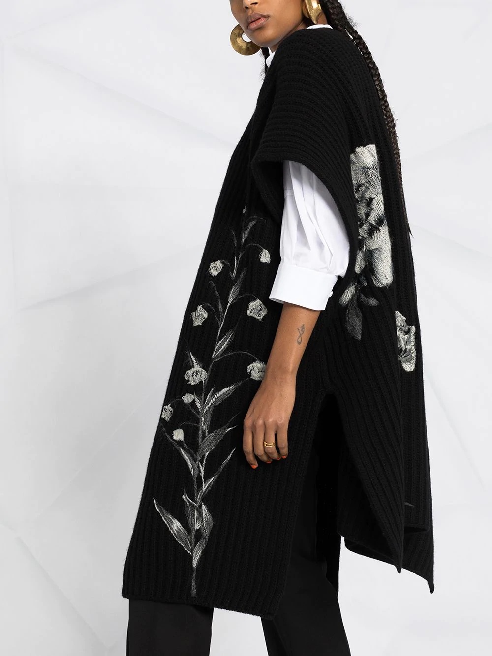 embroidered longline cardigan - 5