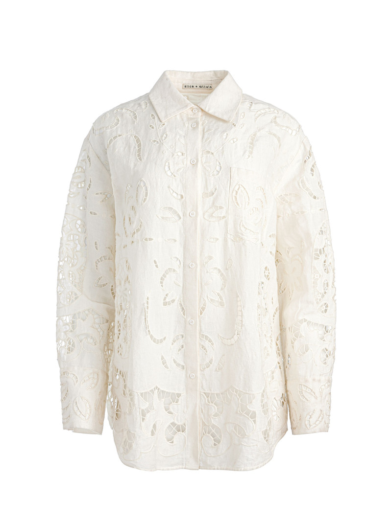 FINELY EYELET OVERSIZED BUTTON DOWN 7