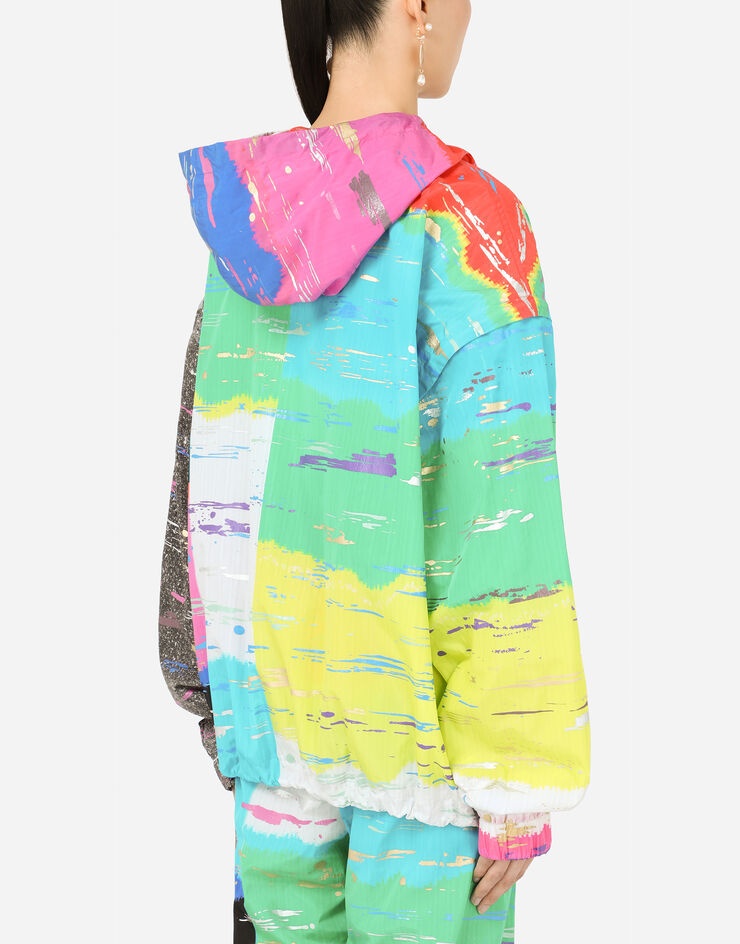 Nylon windbreaker with multi-colored glitch print - 5