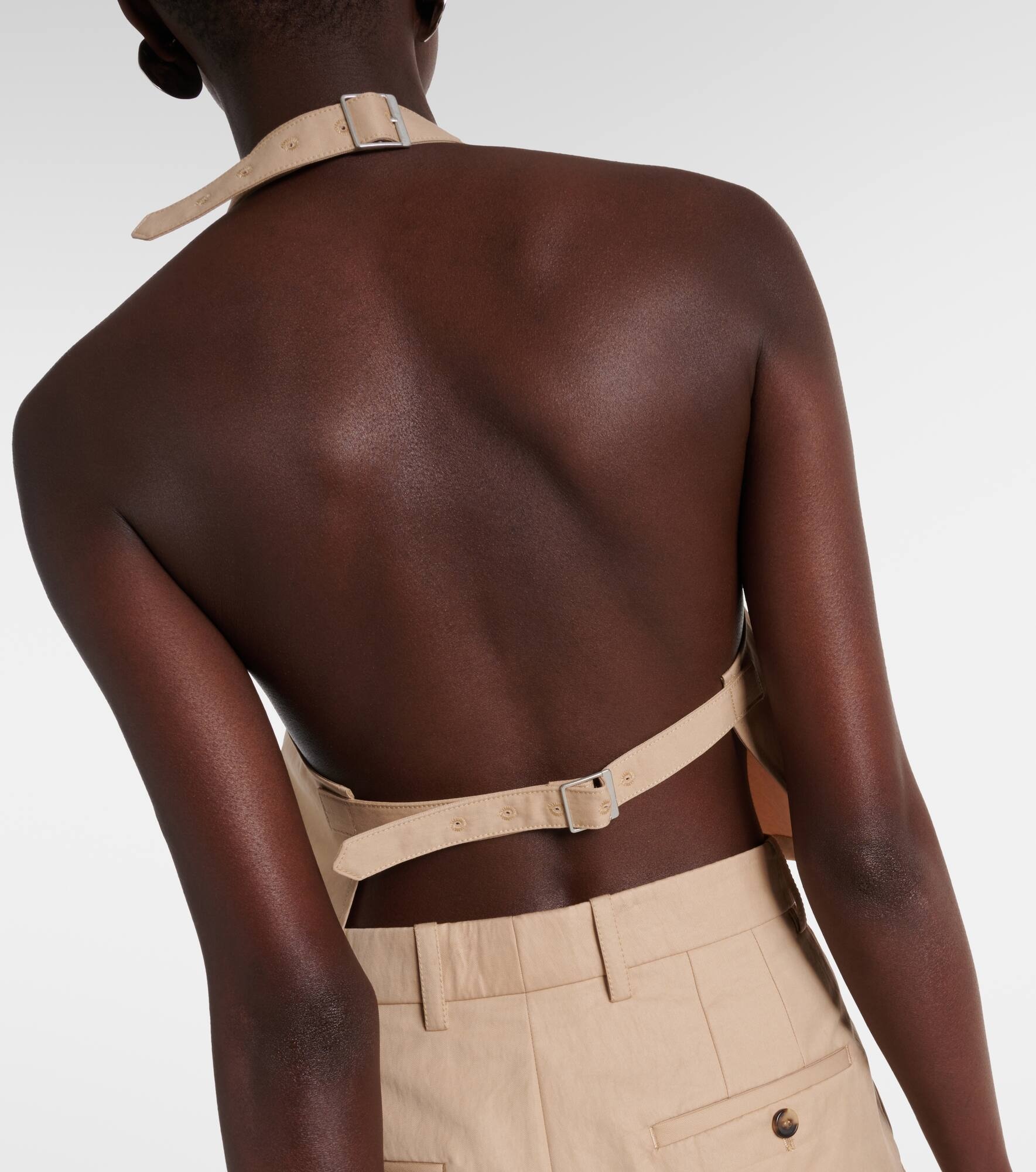Halterneck cotton-blend drill top - 5
