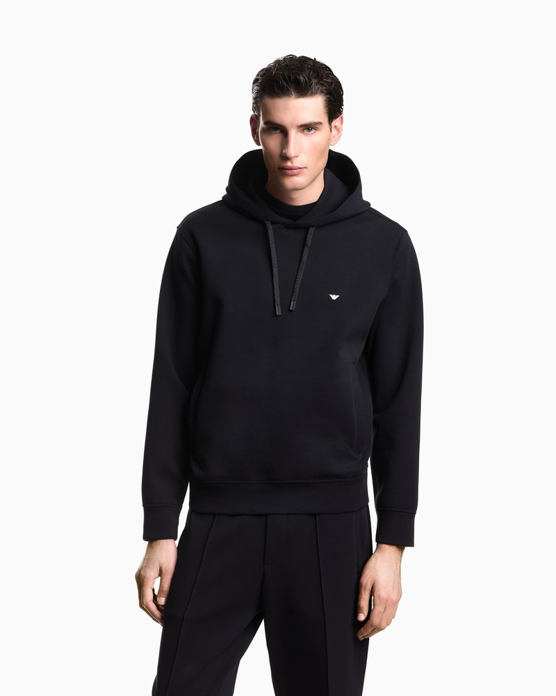 EMPORIO ARMANI DOUBLE-JERSEY HOODED SWEATSHIRT WITH EMBROIDERED MICRO EAGLE LOGO outlook