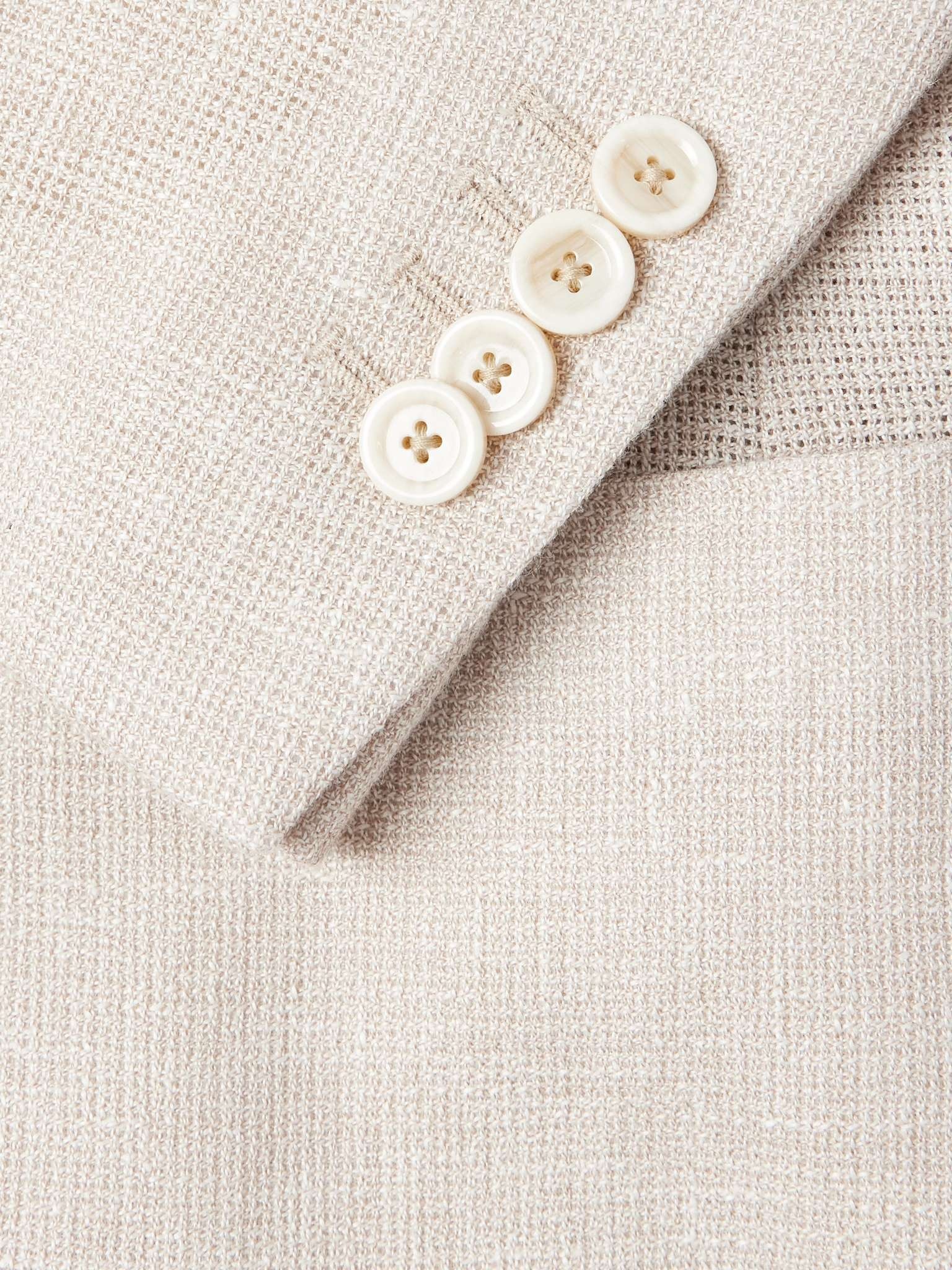 Double-Breasted Linen and Wool-Blend Crepe Blazer - 4