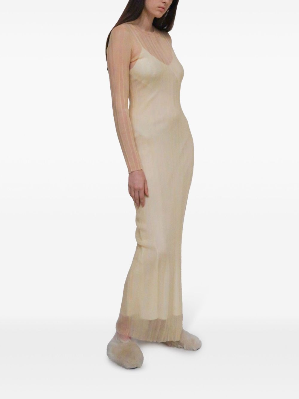 sheer plissé dress - 2