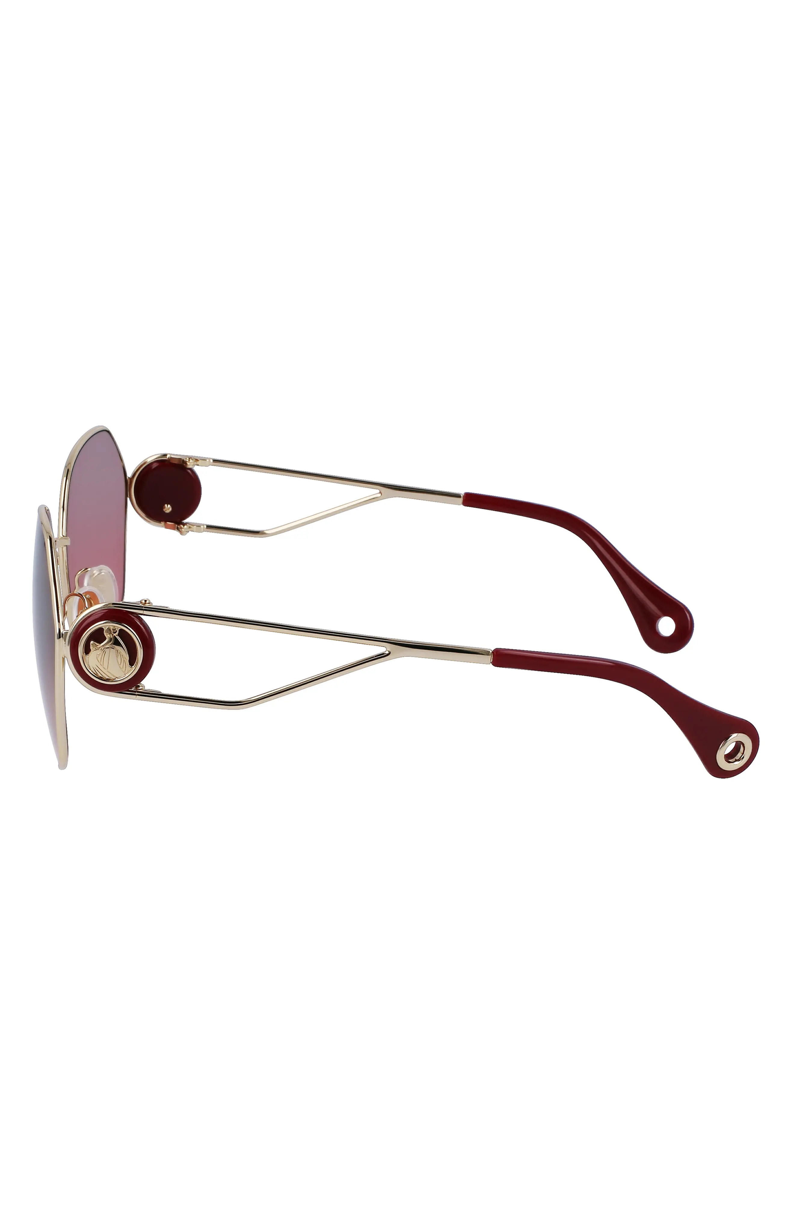 Mother & Child 62mm Oversize Rectangular Sunglasses in Gold/Gradient Cherry - 4