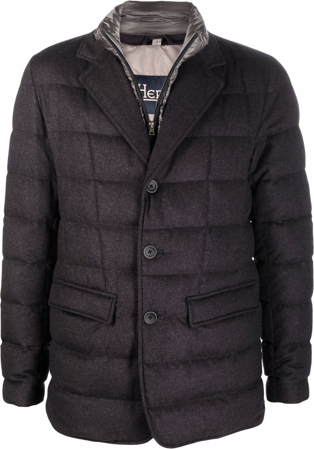 padded button-up down jacket - 1