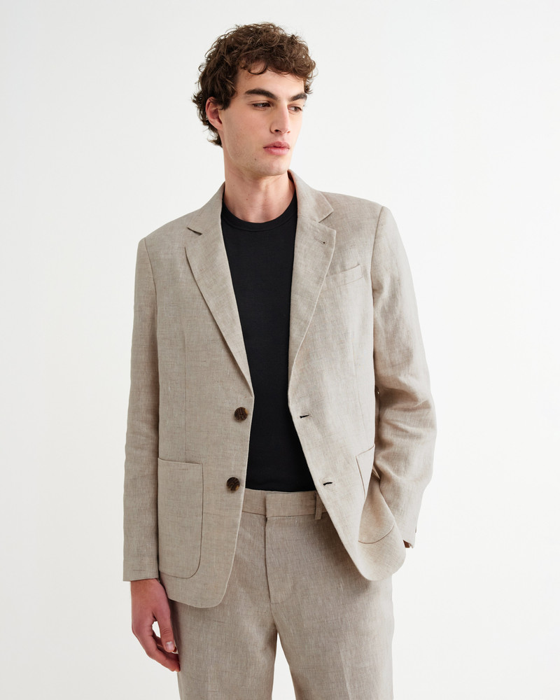 Wax London Fintry - Natural Linen Single-Breasted Blazer outlook