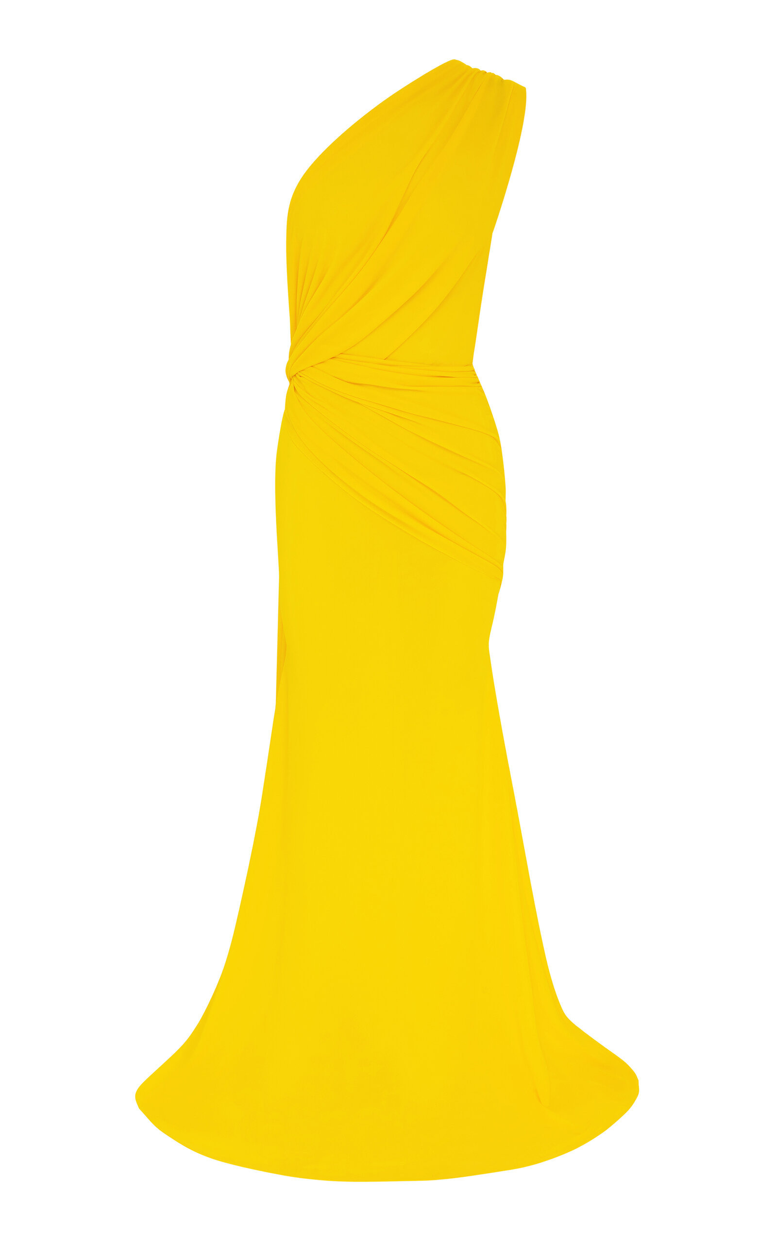 One-Shoulder Crepe Jersey Gown yellow - 1
