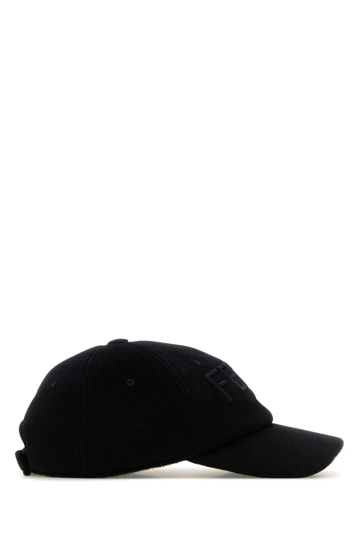 Fendi Men Black Wool Blend Baseball Cap - 2
