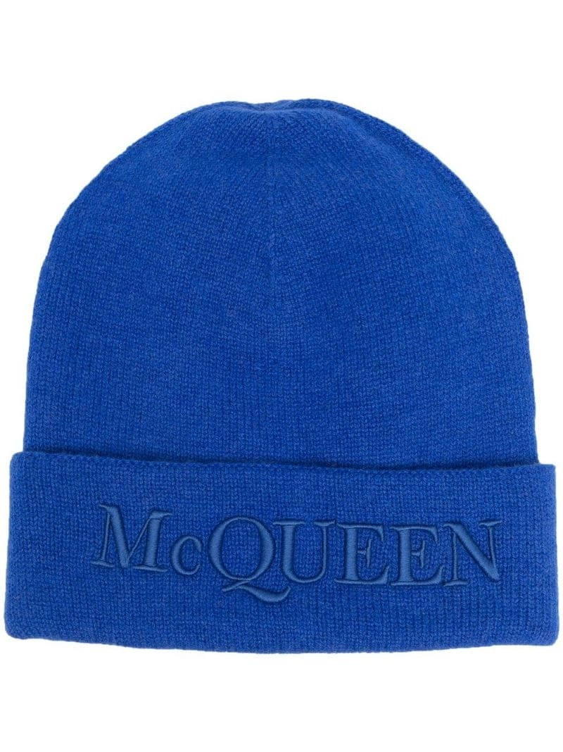 logo-embroidered knitted hat - 1